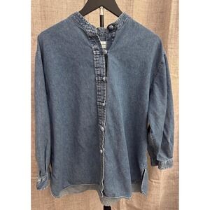Vintage 1990s Denim Shirt Westbound Casual XL Made in Hong Kong Knot Buttons